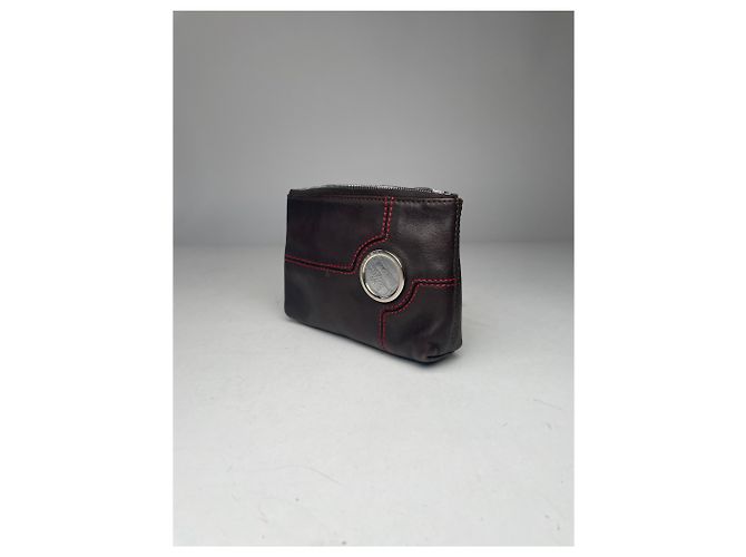 Céline Clutch in pelle vintage Celine Paris nera e rossa Marrone - vista 8