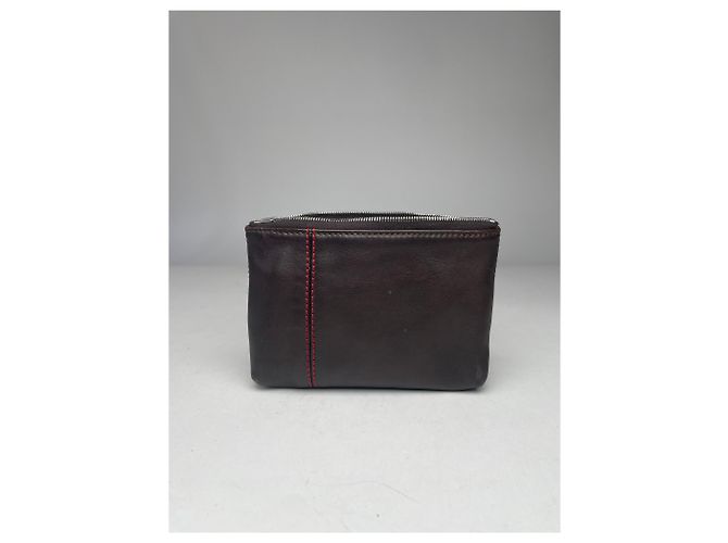 Céline Clutch in pelle vintage Celine Paris nera e rossa Marrone - vista 9