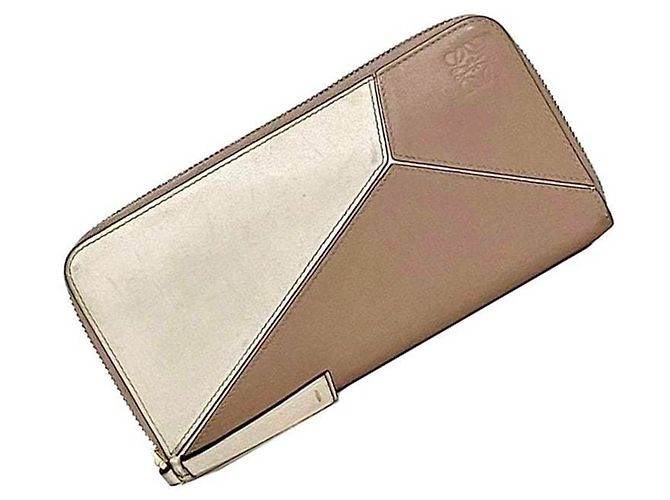 Runder Langer Geldbeutel Loewe Weiß Beige - Ansicht 2