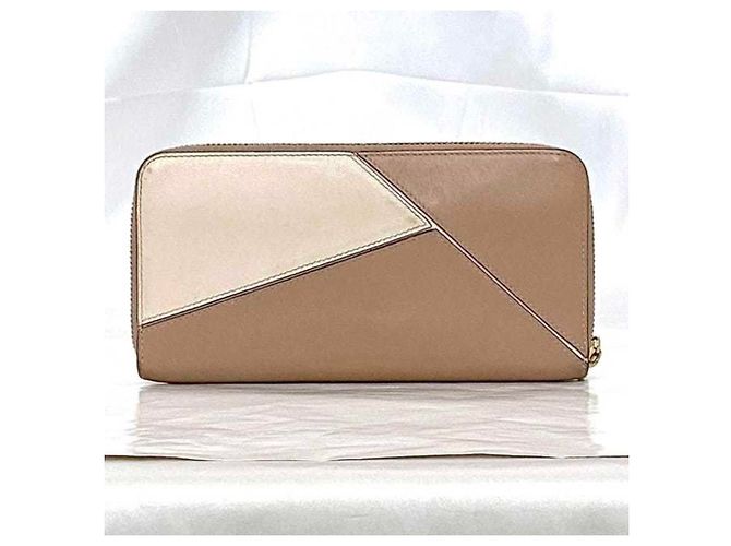 Runder Langer Geldbeutel Loewe Weiß Beige - Ansicht 3