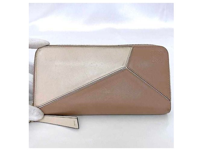 Runder Langer Geldbeutel Loewe Weiß Beige - Ansicht 6