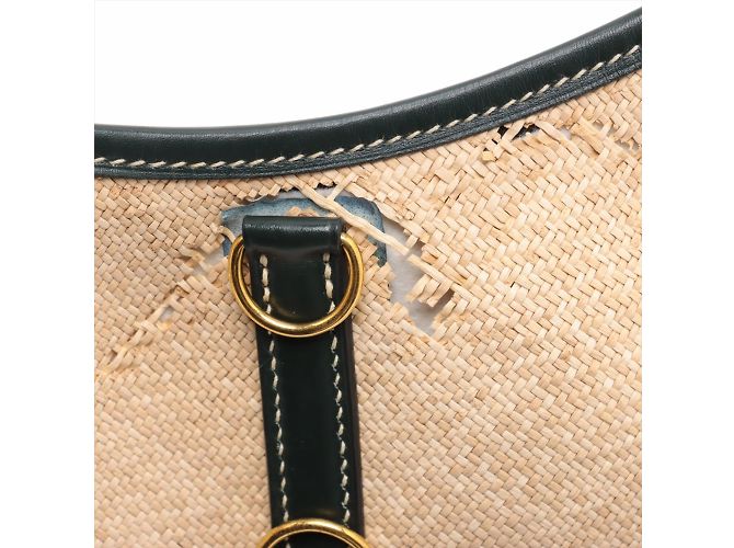 Hermès Hermes Trim 31 Schultertasche aus Strohleder Beige Grün - Ansicht 10