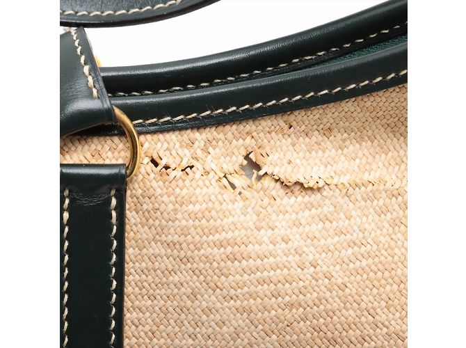 Hermès Hermes Trim 31 Schultertasche aus Strohleder Beige Grün - Ansicht 11