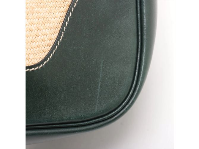 Hermès Hermes Trim 31 Schultertasche aus Strohleder Beige Grün - Ansicht 13