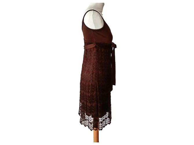 Autre Marque Braunes Spitzenkleid - Ansicht 2