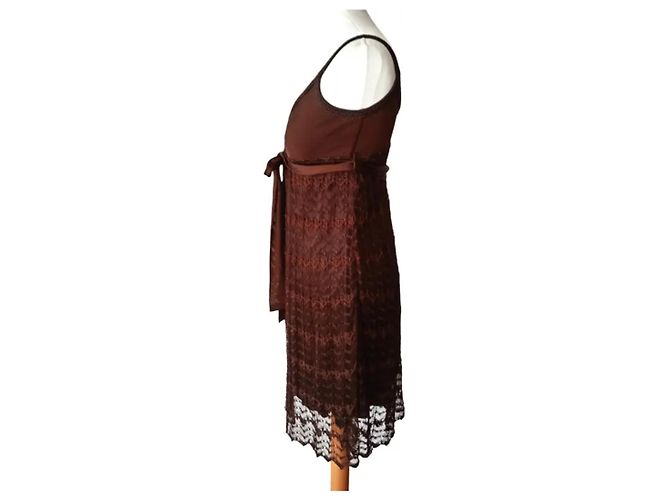 Autre Marque Braunes Spitzenkleid - Ansicht 3