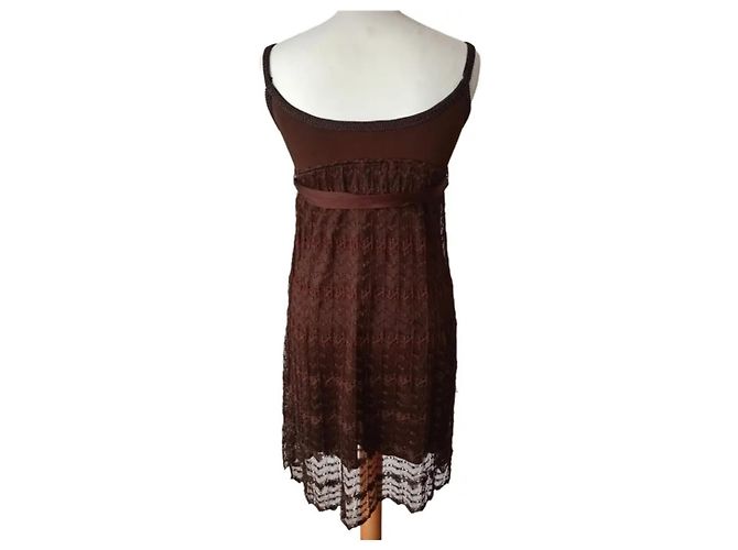 Autre Marque Braunes Spitzenkleid - Ansicht 4