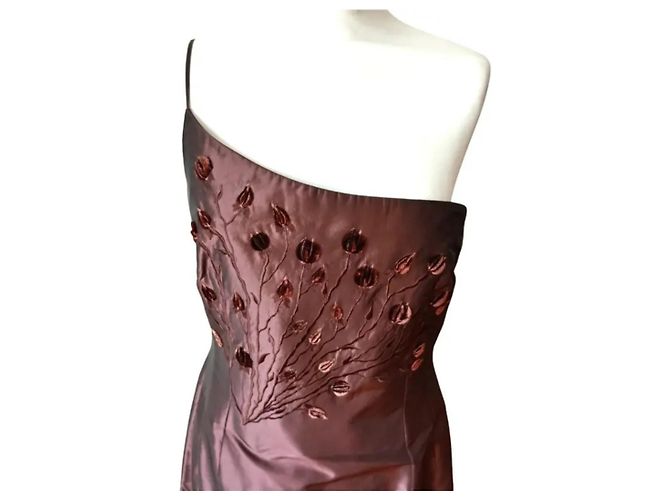 Autre Marque Vestido de seda granate - vista 2