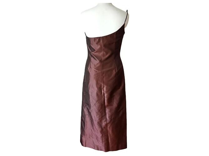 Autre Marque Vestido de seda granate - vista 3