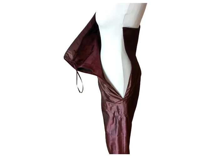 Autre Marque Vestido de seda granate - vista 4