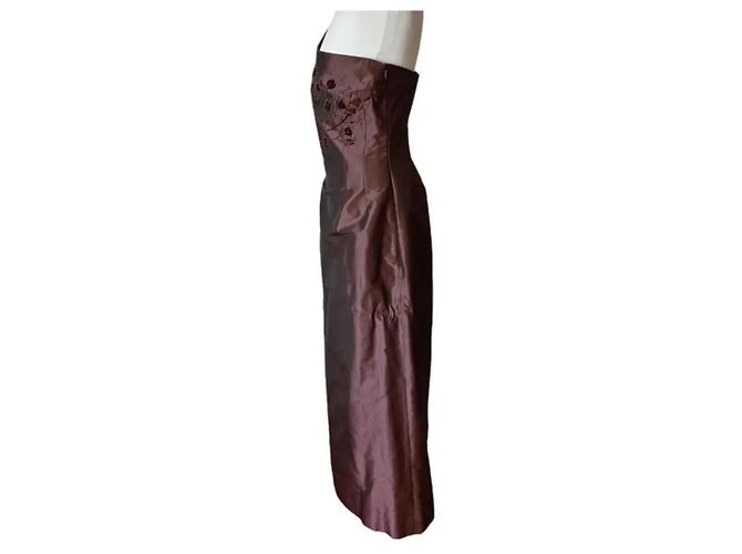 Autre Marque Vestido de seda granate - vista 5