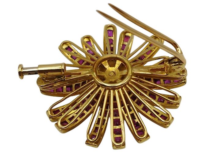 Autre Marque Spilla a forma di fiore in oro giallo - vista 4