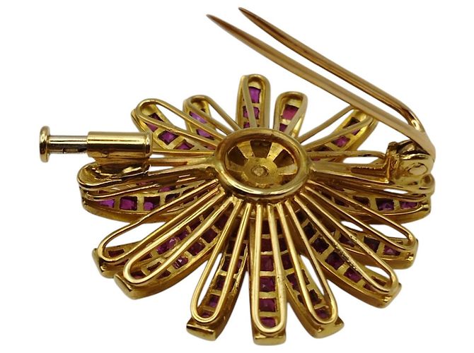Autre Marque Spilla a forma di fiore in oro giallo - vista 6