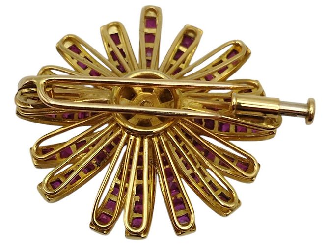 Autre Marque Spilla a forma di fiore in oro giallo - vista 8