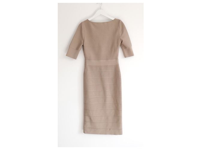 Vestido de cuello asimétrico Herve Leger beige - vista 4