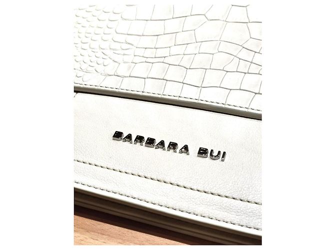 Borsa a pochette Barbara Bui, croco crema, in pelle di vitello 100%, nuova Bianco sporco - vista 11