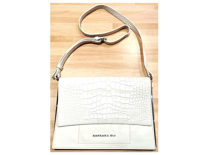 Borsa a pochette Barbara Bui, croco crema, in pelle di vitello 100%, nuova Bianco sporco - vista 15