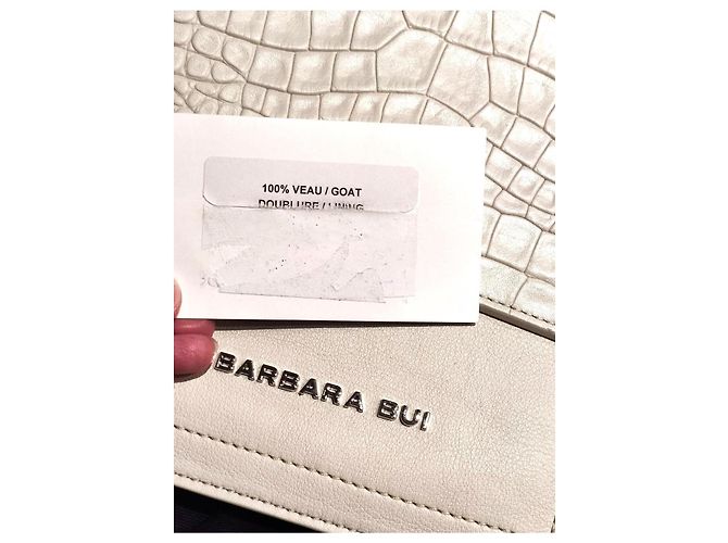 Borsa a pochette Barbara Bui, croco crema, in pelle di vitello 100%, nuova Bianco sporco - vista 3