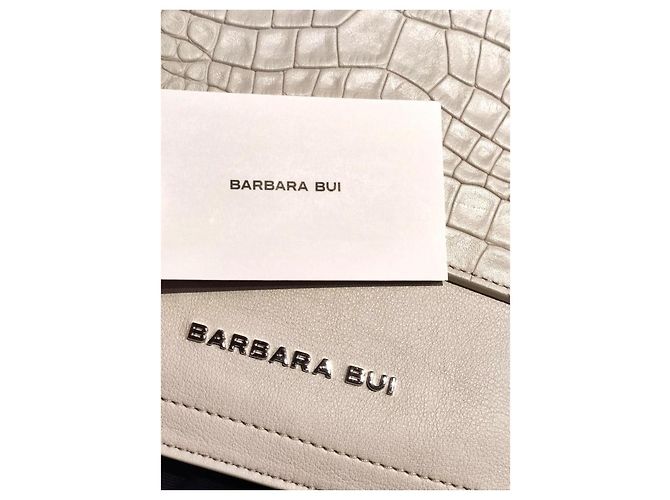 Borsa a pochette Barbara Bui, croco crema, in pelle di vitello 100%, nuova Bianco sporco - vista 4