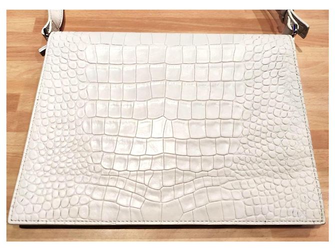 Borsa a pochette Barbara Bui, croco crema, in pelle di vitello 100%, nuova Bianco sporco - vista 5