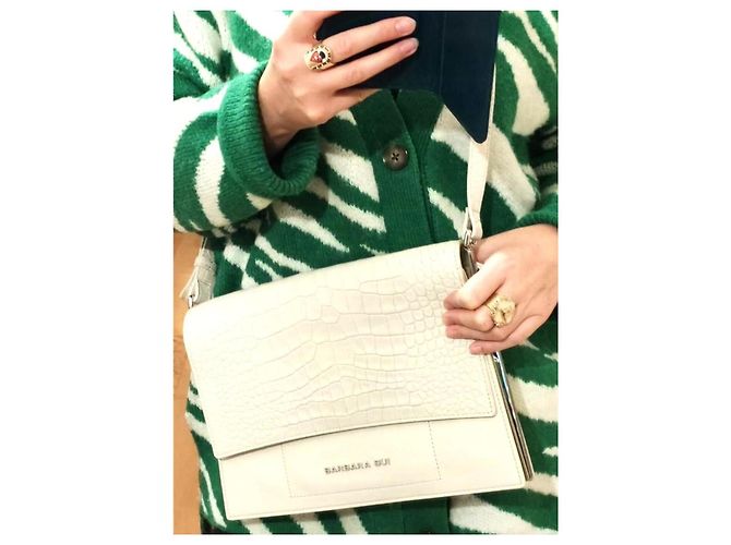 Borsa a pochette Barbara Bui, croco crema, in pelle di vitello 100%, nuova Bianco sporco - vista 6