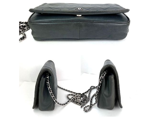 Chanel gesteppte Lammleder Geldbörse mit Kette Umhängetasche Grün - Ansicht 5