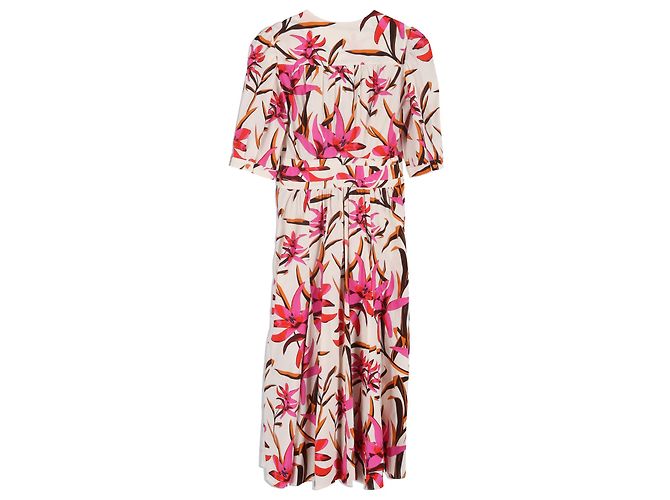 Diane Von Furstenberg Midikleid mit floralem Druck aus mehrfarbigem Baumwollstoff Mehrfarben - Ansicht 2