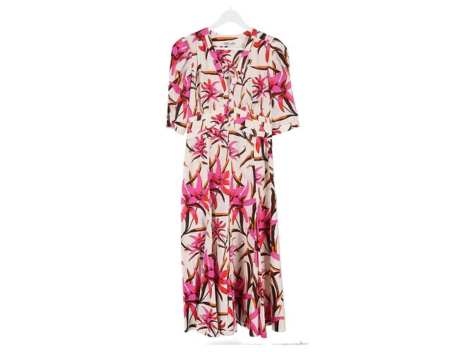 Diane Von Furstenberg Midikleid mit floralem Druck aus mehrfarbigem Baumwollstoff Mehrfarben - Ansicht 4
