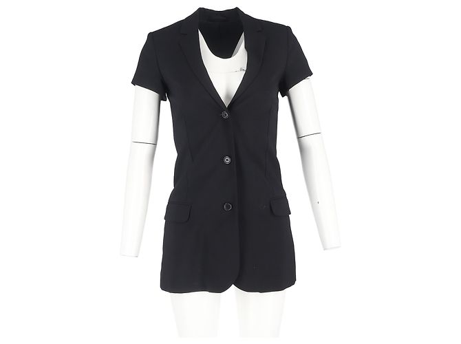 Blazer monopetto a maniche corte Totême in lana nera Nero - vista 4
