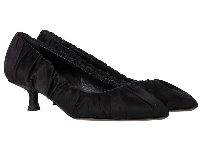 Khaite Palmero Rüsch-Kitten-Absatzpumps aus schwarzer Seide - Ansicht 5