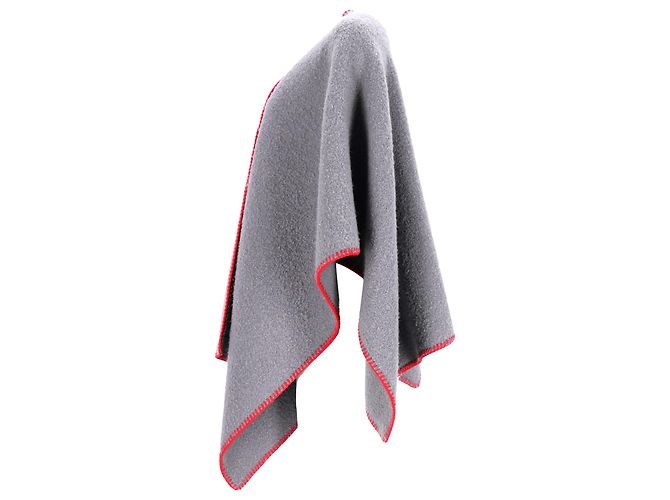 Grau Woll-Poncho mit Nahtkante von Rick Owens - Ansicht 2