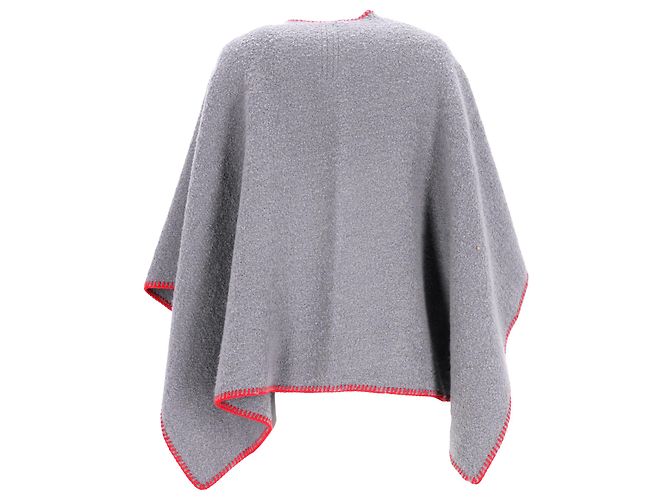 Grau Woll-Poncho mit Nahtkante von Rick Owens - Ansicht 3