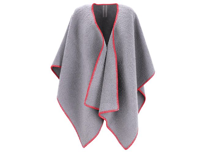 Grau Woll-Poncho mit Nahtkante von Rick Owens - Ansicht 5