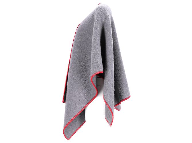 Grau Woll-Poncho mit Nahtkante von Rick Owens - Ansicht 6