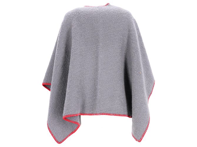 Grau Woll-Poncho mit Nahtkante von Rick Owens - Ansicht 7