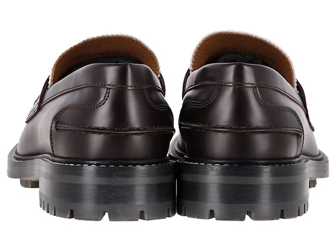 Mocassini a quadri Burberry in pelle marrone - vista 5