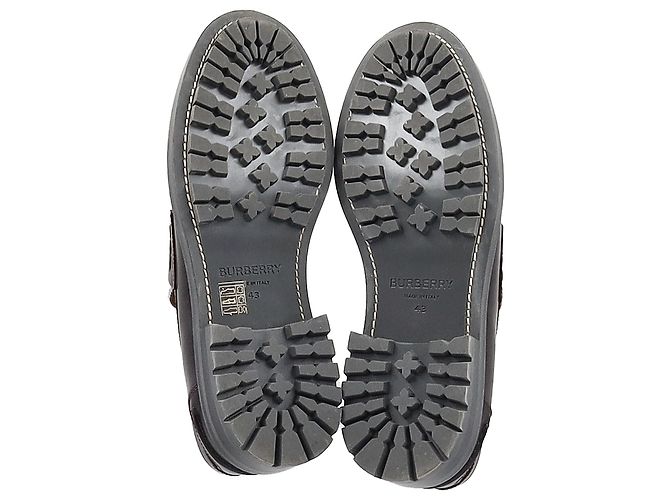 Mocassini a quadri Burberry in pelle marrone - vista 7