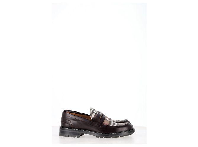 Mocassini a quadri Burberry in pelle marrone - vista 8