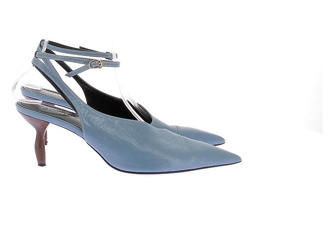 Autre Marque NON SIGNE / UNSIGNED Mules & clogs T.EU 37 Leather Blue - view 2