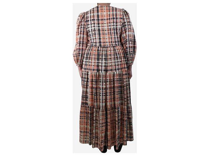 Joie Maxikleid mit orange-schwarzem Batikmuster - Größe M - Ansicht 2