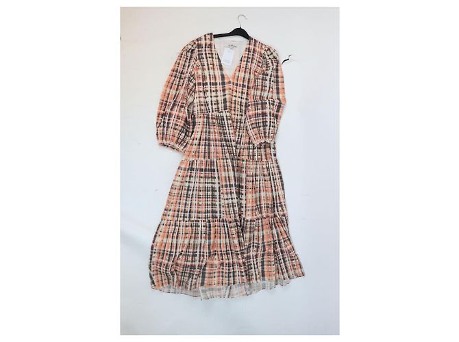 Joie Maxikleid mit orange-schwarzem Batikmuster - Größe M - Ansicht 4