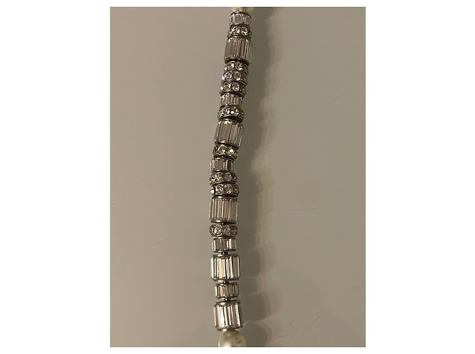 Chanel collana lunga in metallo perle e vetro Silver hardware - vista 3