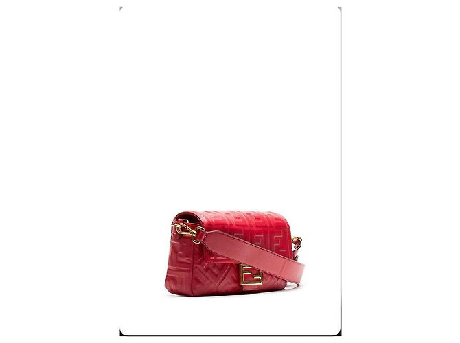 Borsa Fendi Baguette Mini in pelle rossa maxi logo Rosa - vista 3