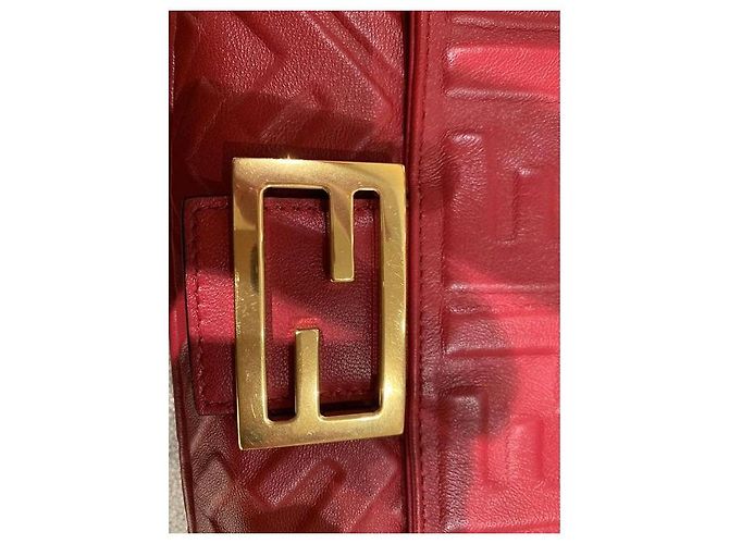 Borsa Fendi Baguette Mini in pelle rossa maxi logo Rosa - vista 4