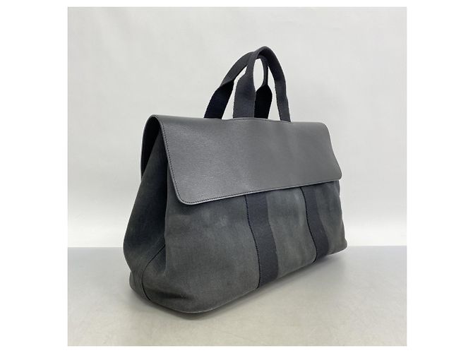 Hermès Borsa tote Hermes Valparaiso Toile Chevron Nera Nero - vista 2