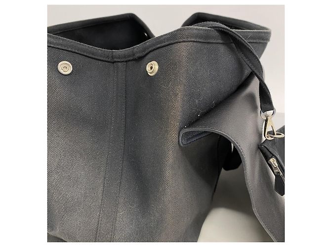 Hermès Borsa tote Hermes Valparaiso Toile Chevron Nera Nero - vista 7