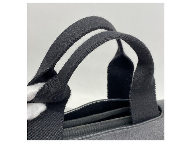 Hermès Borsa tote Hermes Valparaiso Toile Chevron Nera Nero - vista 9