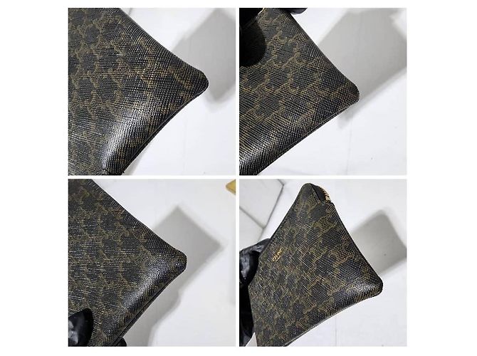 Céline Monedero/cartera con cremallera de lona Triomphe de CELINE negro - vista 10