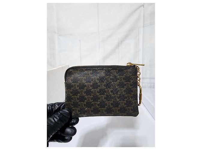 Céline Monedero/cartera con cremallera de lona Triomphe de CELINE negro - vista 11