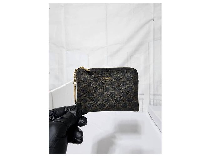 Céline Monedero/cartera con cremallera de lona Triomphe de CELINE negro - vista 12